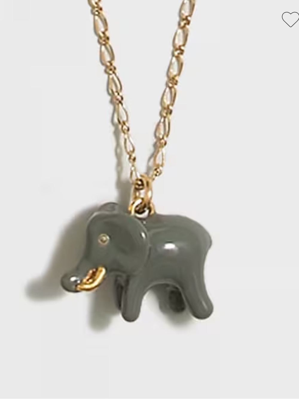 J Crew Factory enamel critter charm necklace gray elephant w/gold accents